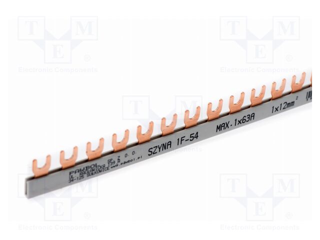 Busbar; Poles: 1; Urated: 400V; 63A; Pitch: 17.7mm; No.of mod: 54