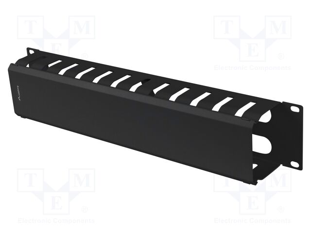 Cable organizer; 2U; black; Standard: 19"