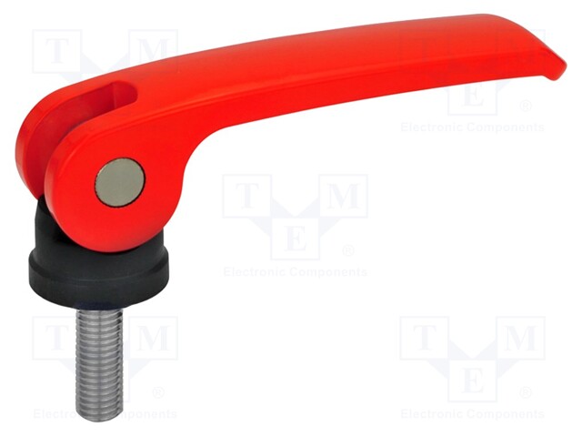 Lever; clamping; Thread len: 20mm; Lever length: 63mm; Body: red