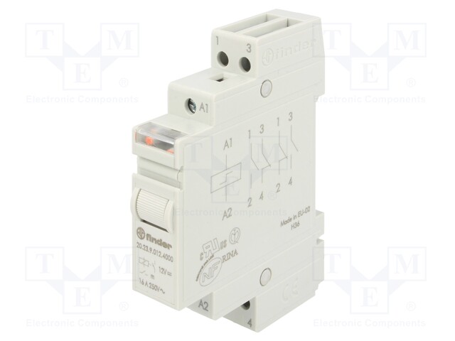 Relay: installation; bistable; NC + NO; Ucoil: 12VDC; Mounting: DIN