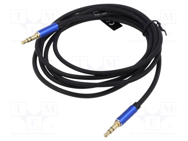 Cable; Jack 3.5mm 3pin plug,both sides; 1.5m; black