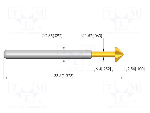 Test needle; Spring compression: 4.4mm; 6.35mm; 32A; CuBe; plug-in