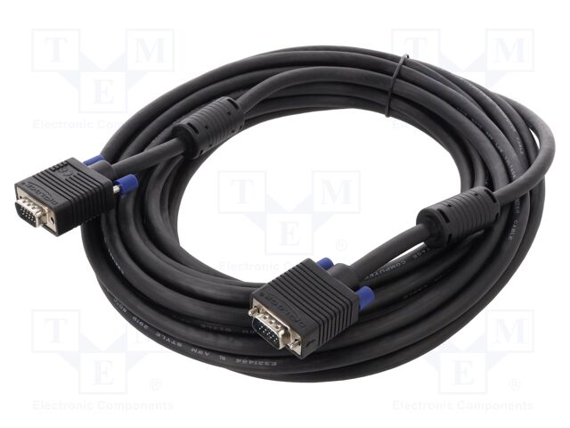 Cable; D-Sub 15pin plug,both sides; 10m; black; 28AWG; black