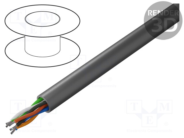 Wire; EcoCable Mini; 3x2x28AWG; unshielded; 300V; 30.5m; Cu; 100ft