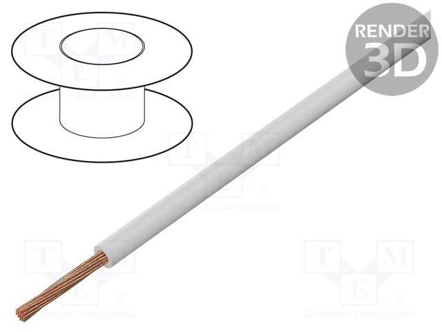 Wire; FLY; 1x0.5mm2; stranded; Cu; PVC; white; 60V; 2.3mm