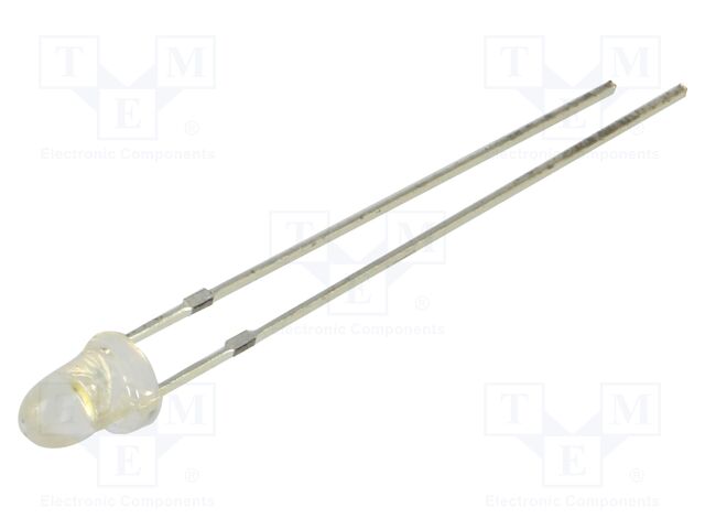 LED; 3mm; white warm; 60000÷70000mcd; 15°; Front: convex; 2.7÷3V