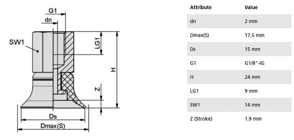Component: suction cup; Man.series: PFYN; Mounting: G1/8-IG; 5.8g