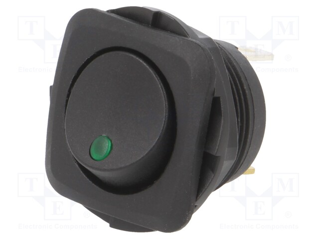 ROCKER; SPST; Pos: 2; OFF-ON; 20A/14VDC; black; LED; Rcont max: 50mΩ
