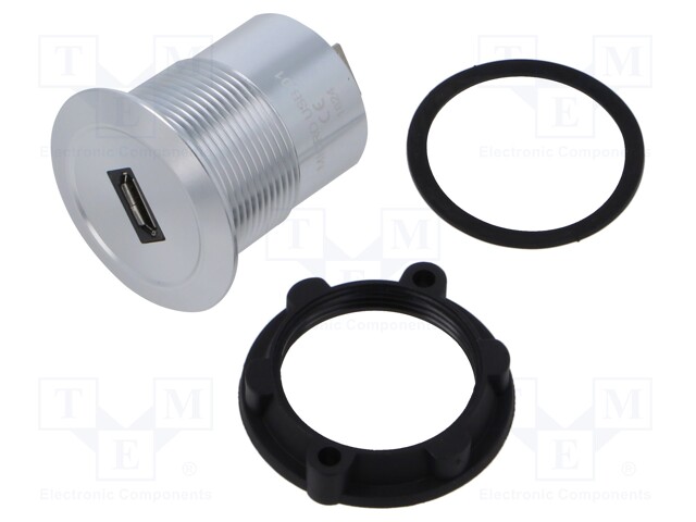Adapter; for panel mounting,rear side nut; USB 2.0; Thread: M22