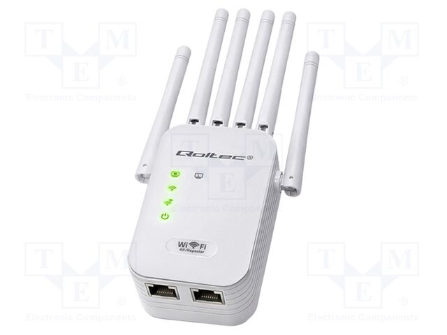 Repeater WiFi; IEC C8 male,RJ45 socket x2; white; 2.4÷2.4835GHz