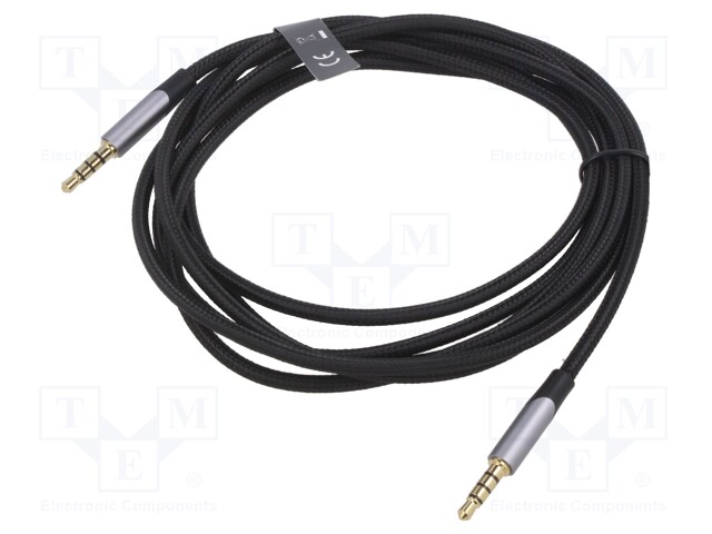 Cable; Jack 3,5mm 4pin plug,both sides; 2m; Plating: gold-plated