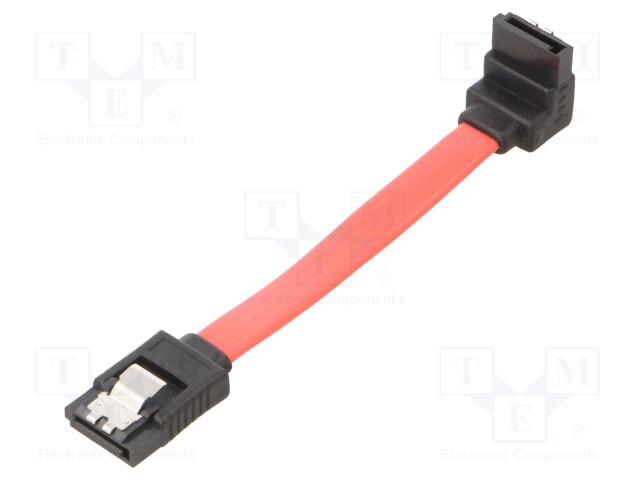 Cable: SATA; SATA plug,SATA plug angled; 0.1m; SATA III; red