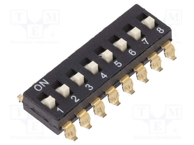 Switch: DIP-SWITCH; Poles number: 8; OFF-ON; 0.025A/24VDC; Pos: 2/8