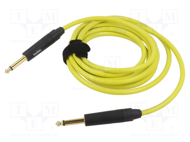 Cable; Jack 6,3mm 2pin plug,both sides; 3m; yellow; 0.25mm2