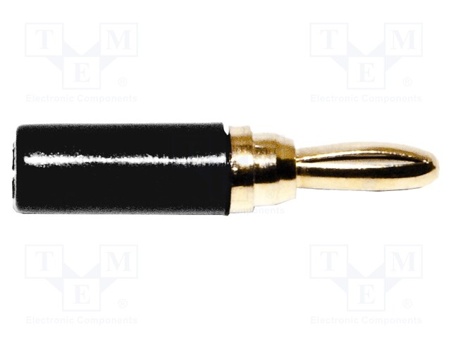 Plug; 3mm banana; 5A; 1kVDC; black; insulated; gold-plated