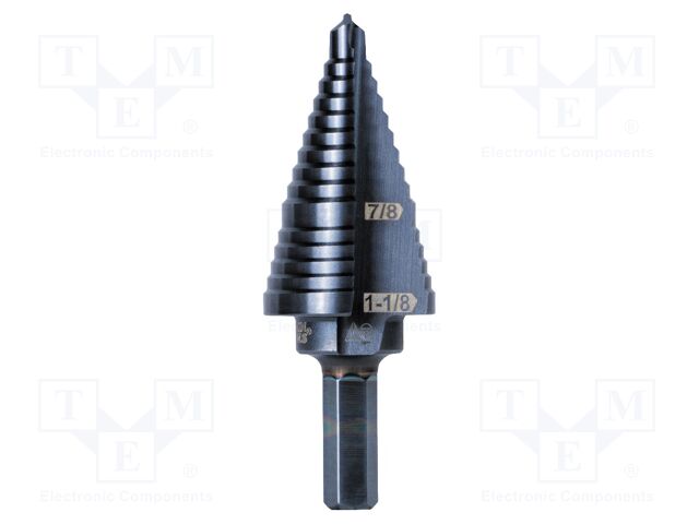Drill bit; two-step; Ø: 22÷28mm; high speed steel; hexagonal