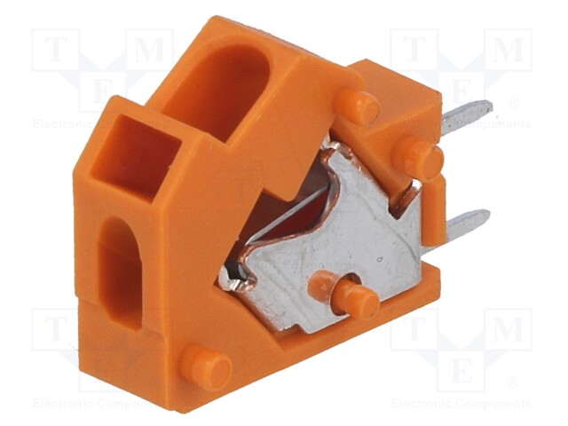 PCB terminal block; angled 45°; 5mm; ways: 1; on PCBs; 0.5÷2.5mm2