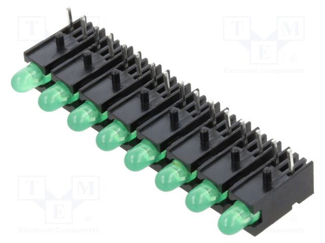 LED; in housing; 2.8mm; No.of diodes: 8; green; 20mA; 40°; λd: 568nm