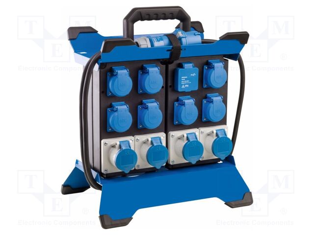 Electric switchboard; 3G2.5mm2; Sockets: 13; rubber; black; 3.4m