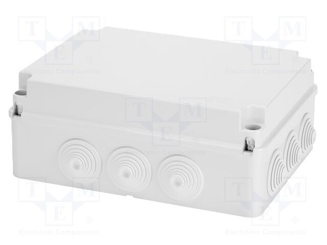 Enclosure: junction box; X: 254.5mm; Y: 334.5mm; Z: 128mm; plastic
