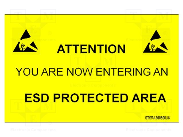 Information board; ESD,self-adhesive; 600x300mm; black,yellow