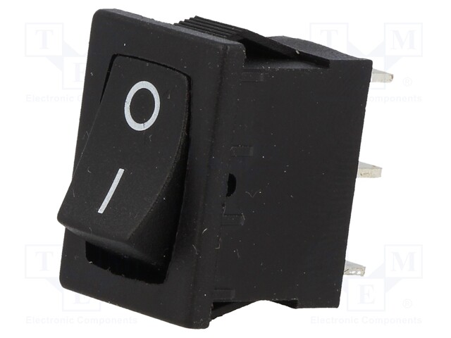 ROCKER; SPDT; Pos: 2; ON-ON; 3A/250VAC; black; none; 35mΩ; Body: black