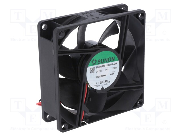Fan: DC; axial; 24VDC; 80x80x25mm; 69.66m3/h; 33dBA; ball bearing