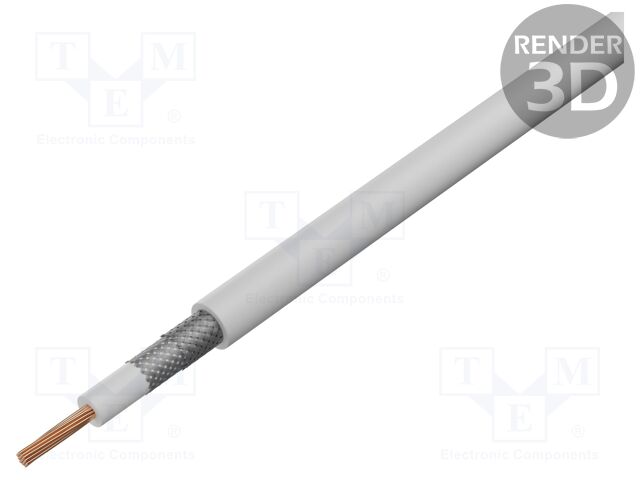 Wire: coaxial; RG6/U; 1x19AWG; stranded; Cu; PVC; white; 305m; 1000ft