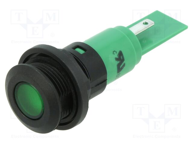 Indicator: LED; flat; green; 24VDC; 24VAC; Ø16mm