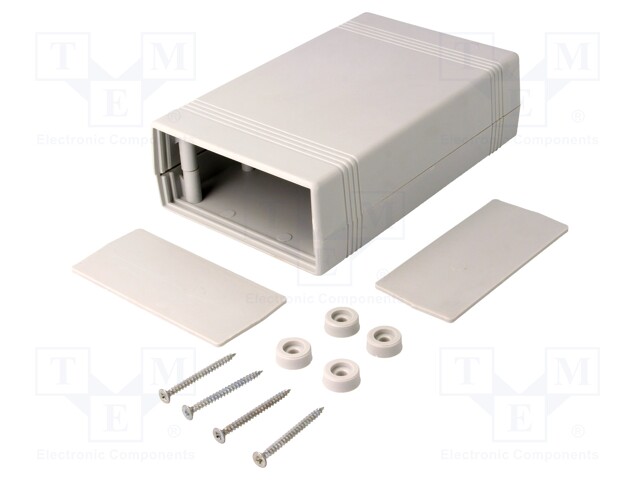 Enclosure: with panel; X: 92mm; Y: 147mm; Z: 43mm; ABS; grey