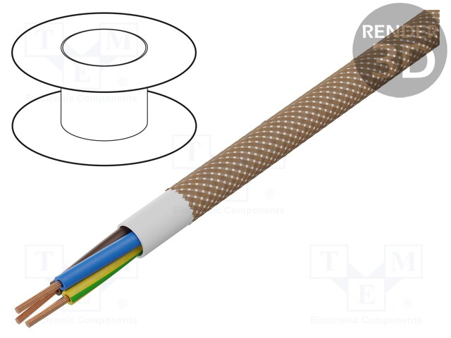 Wire; H03VV-F,OMY; stranded; Cu; 3G0,75mm2; textile braid; 50m