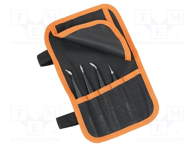 Tweezers; non-magnetic,stainless; ESD; 4pcs.