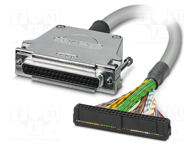 Cable; D-Sub 37pin socket,IDC/FLK 50pin; PVC; Len: 3m; grey; IP54