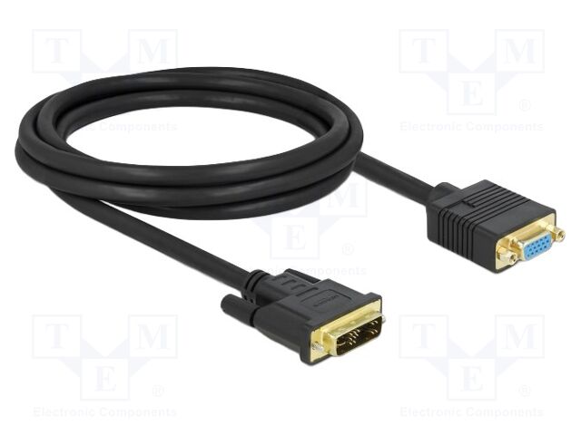 Cable; DVI-A (12+5) plug,VGA female; single link; Len: 2m; black