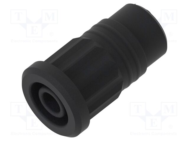 Connector: 4mm banana; socket; 36A; black; nickel plated; m3 holes