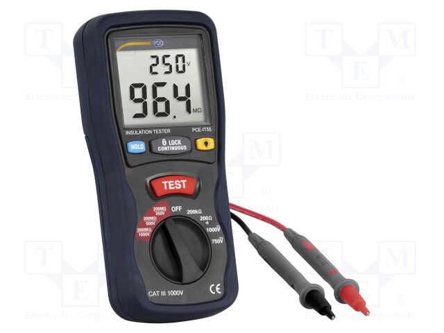 Meter: insulation resistance; LCD; VAC: 0÷750V; VDC: 0÷1kV