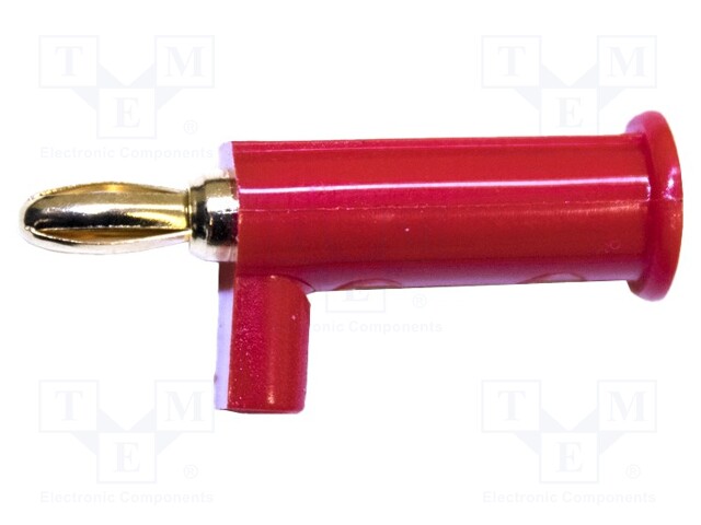 Plug; 3mm banana; 5A; red; gold-plated; push-in; copper beryllium