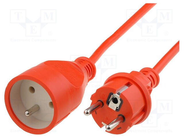 Extension lead; Sockets: 1; PVC; orange; 3x1,5mm2; 10m; 16A