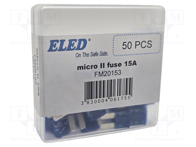 Fuse: fuse; 15A; 32VDC; automotive; 9.1mm; 9.1x3.8x15.3mm