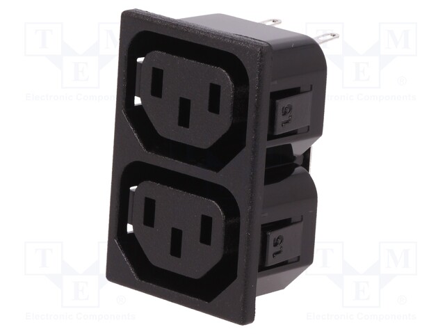 Connector: AC supply; splitter; 10A; 250VAC; IEC 60320; C13 (F)