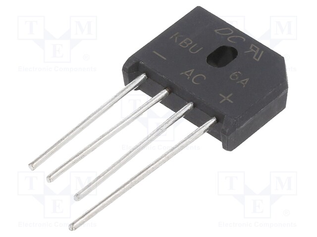 Bridge rectifier: single-phase; Urmax: 50V; If: 6A; Ifsm: 150A; KBU