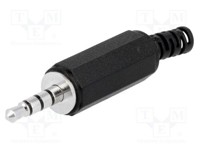Plug; Jack 3,5mm; male; stereo; with strain relief; ways: 4