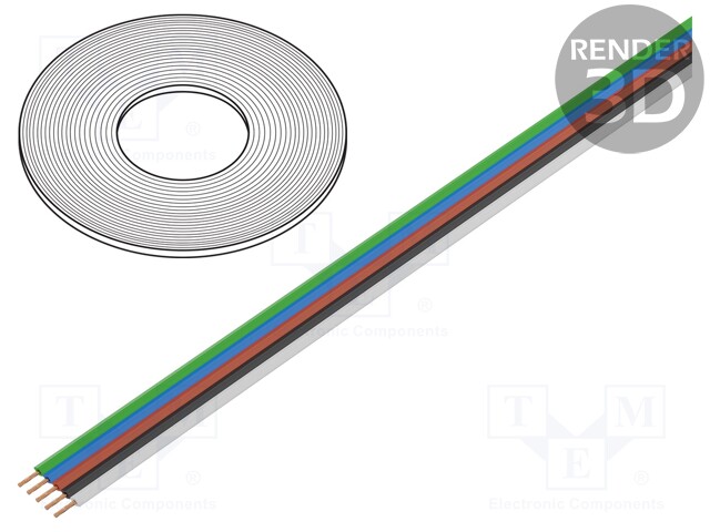 Wire: ribbon; stranded; Cu; 5x0,25mm2; PVC; 350V; 10m; Kind: FBK Toy