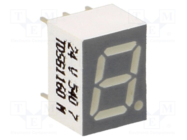 Display: LED; 7-segment; 7mm; 0.28"; No.char: 1; green; 0.45÷6mcd