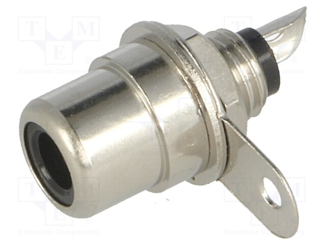 Socket; RCA; female; straight; soldering; nickel plated