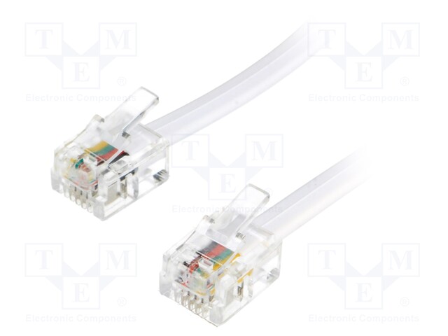 Cable: telephone; RJ11 plug,both sides; 5m; white