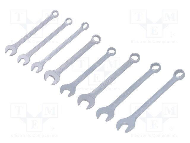 Wrench-set; combination spanner; Chrom-vanadium steel; 8pcs.