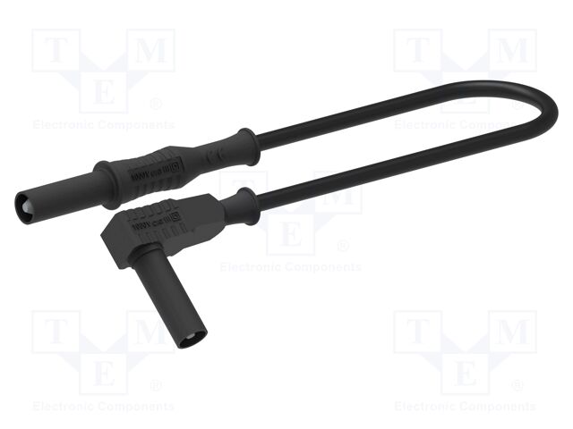 Test lead; 12A; banana plug 4mm,angular banana plug 4mm; black