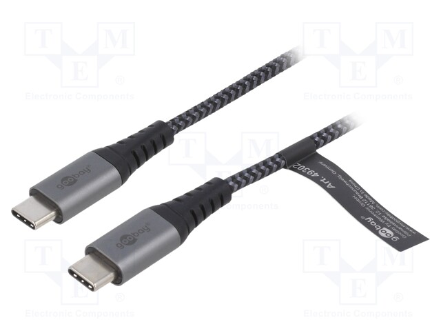 Cable; USB 2.0; both sides,USB C plug; 2m; 480Mbps