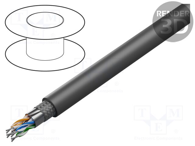 Wire; Alpha Essential C&C; 7x2x22AWG; PVC; dark grey; 300V; 305m